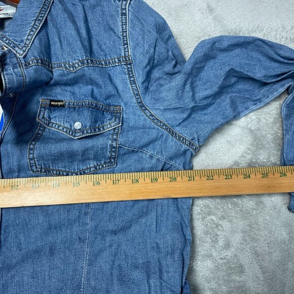 Wrangler Women's L Chambray Shirt Dress With Belt Button-Down Long Sleeves L1226 - Picture 6 of 11